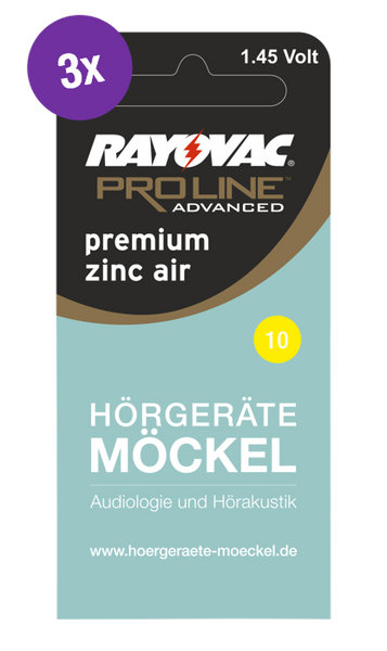Zink-Luft-Hörgerätebatterien (Größe 10) der Marke Rayovac