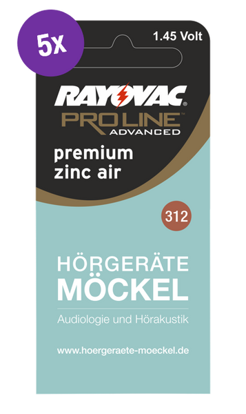 Zink-Luft-Hörgerätebatterien (Größe 312) der Marke Rayovac